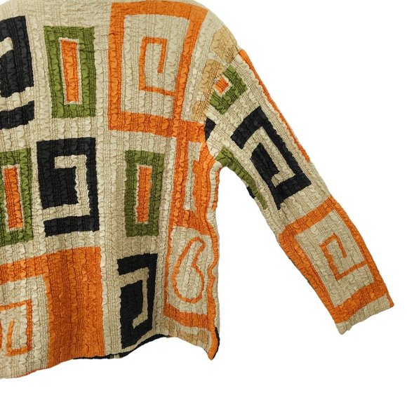 Pleats Collection Pings Imports Crinkle Stretch Geometric Full Zip Jacket Womens - Picture 16 of 16